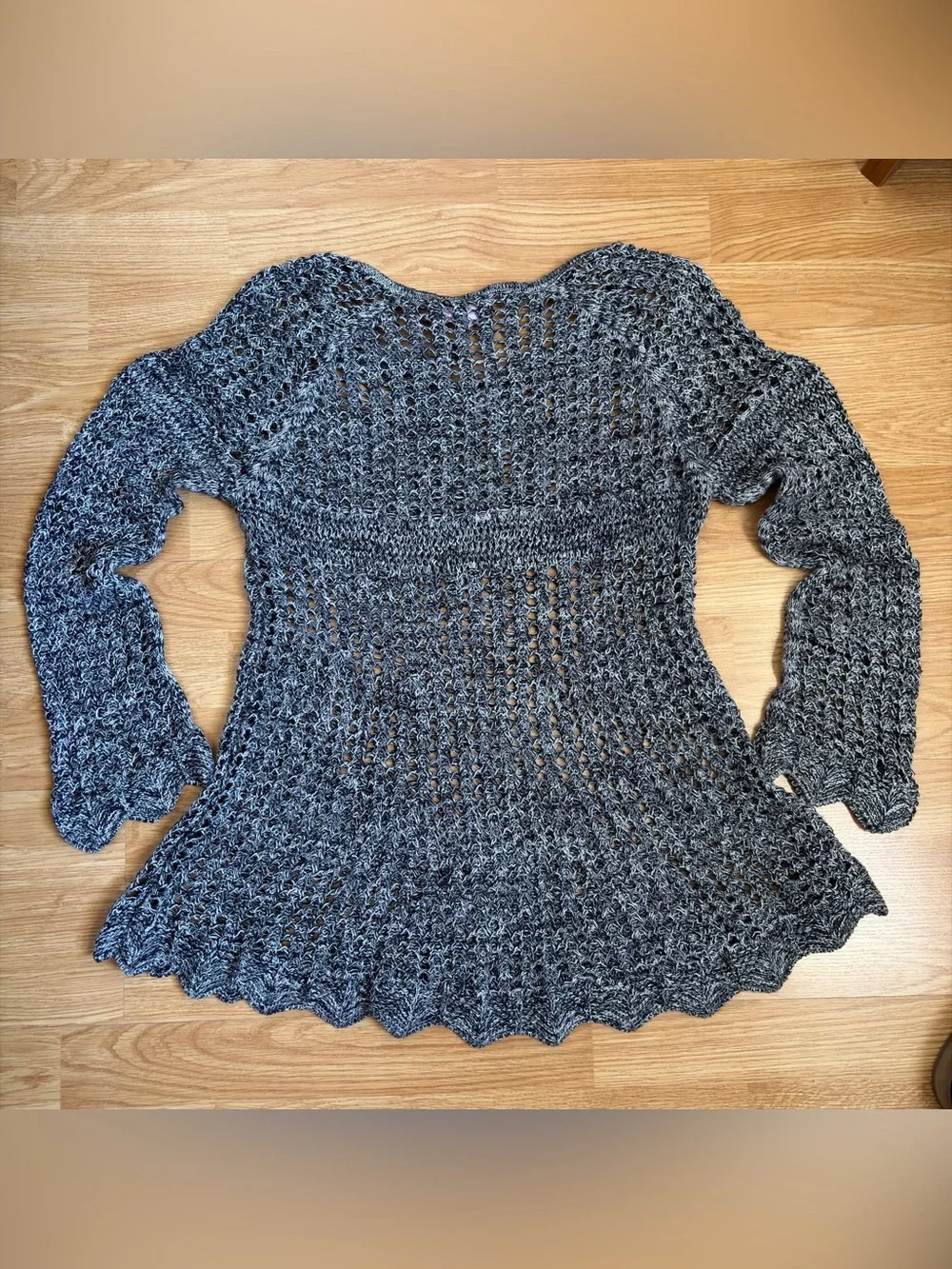 love on a hanger Gray Open-Knit Tie-Front Sweater